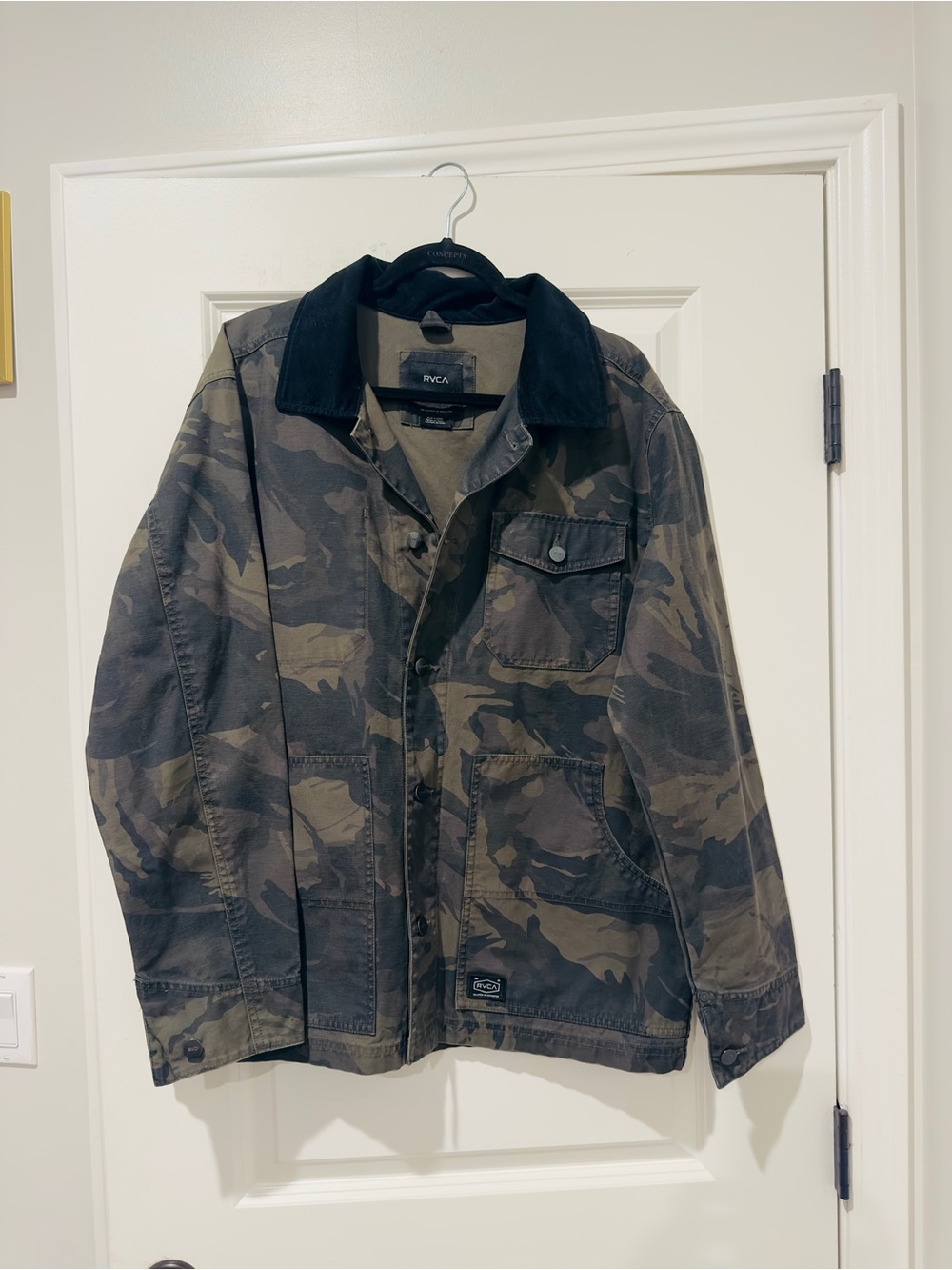 RVCA Olive & Black Camo Military Field Jacket
